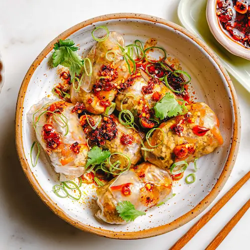 Thai Grüncurry mit Tofu-Gemüse-Dumplings